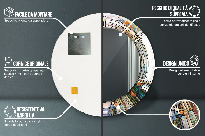 Espelho redondo decorativo Vitral abstrato