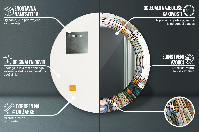 Espelho redondo decorativo Vitral abstrato