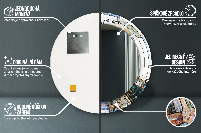 Espelho redondo decorativo Vitral abstrato