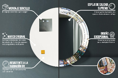 Espelho redondo decorativo Vitral abstrato