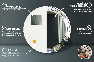 Espelho redondo decorativo Vitral abstrato