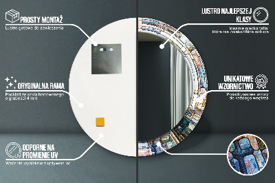 Espelho redondo decorativo Vitral abstrato