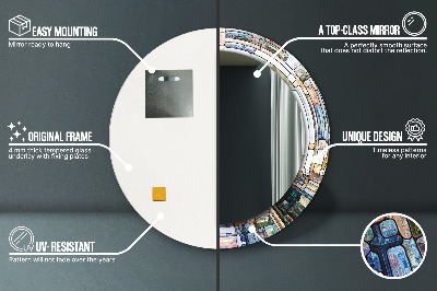 Espelho redondo decorativo Vitral abstrato