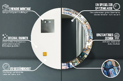 Espelho redondo decorativo Vitral abstrato