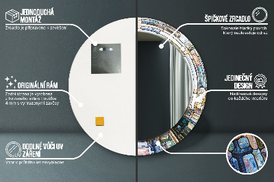 Espelho redondo decorativo Vitral abstrato