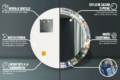 Espelho redondo decorativo Vitral abstrato