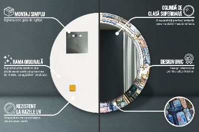 Espelho redondo decorativo Vitral abstrato