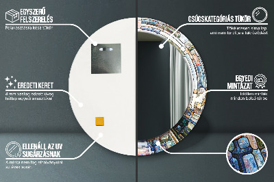 Espelho redondo decorativo Vitral abstrato