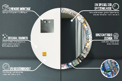 Espelho redondo decorativo Vitral abstrato