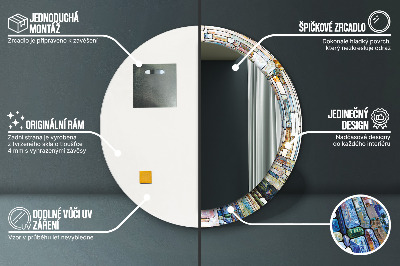 Espelho redondo decorativo Vitral abstrato