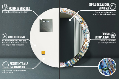 Espelho redondo decorativo Vitral abstrato