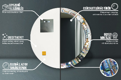 Espelho redondo decorativo Vitral abstrato