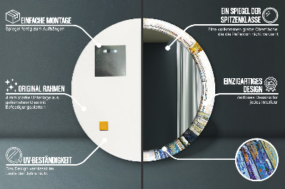 Espelho redondo decorativo Vitral abstrato