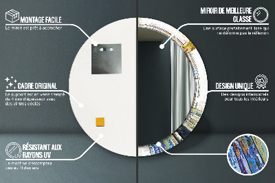 Espelho redondo decorativo Vitral abstrato