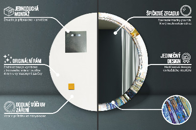 Espelho redondo decorativo Vitral abstrato