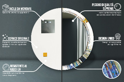 Espelho redondo decorativo Vitral abstrato