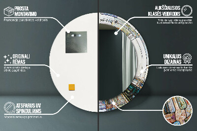 Espelho redondo decorativo Vitral abstrato