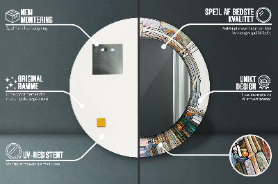 Espelho redondo decorativo Vitral abstrato