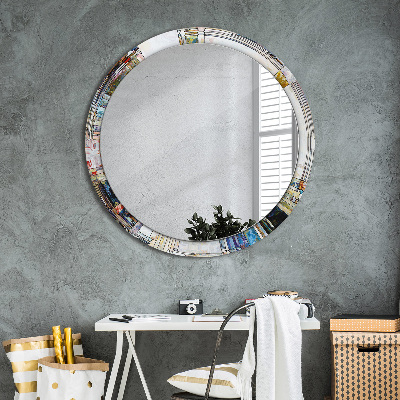 Espelho redondo decorativo Vitral abstrato