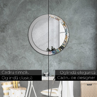 Espelho redondo decorativo Vitral abstrato