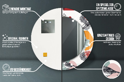 Espelho decorativo redondo Abstração com pássaros