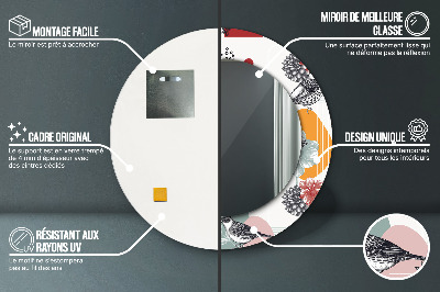 Espelho decorativo redondo Abstração com pássaros