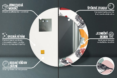 Espelho decorativo redondo Abstração com pássaros