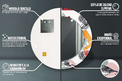 Espelho decorativo redondo Abstração com pássaros