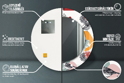 Espelho decorativo redondo Abstração com pássaros