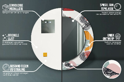 Espelho decorativo redondo Abstração com pássaros