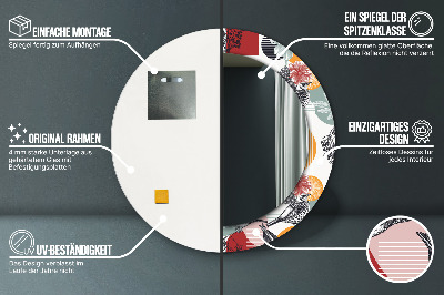 Espelho decorativo redondo Abstração com pássaros