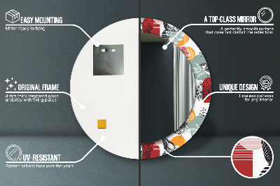 Espelho decorativo redondo Abstração com pássaros