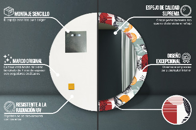 Espelho decorativo redondo Abstração com pássaros