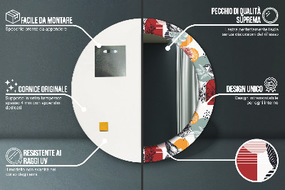 Espelho decorativo redondo Abstração com pássaros