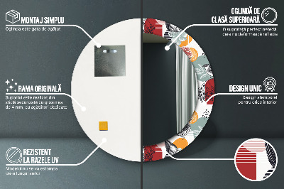 Espelho decorativo redondo Abstração com pássaros