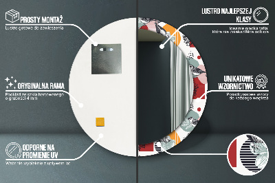 Espelho decorativo redondo Abstração com pássaros