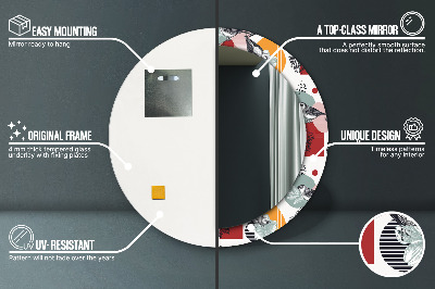 Espelho decorativo redondo Abstração com pássaros