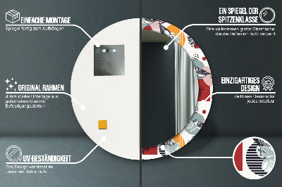 Espelho decorativo redondo Abstração com pássaros