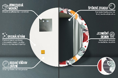 Espelho decorativo redondo Abstração com pássaros