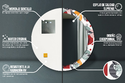 Espelho decorativo redondo Abstração com pássaros