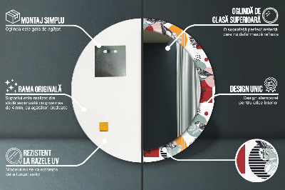 Espelho decorativo redondo Abstração com pássaros