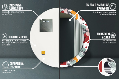 Espelho decorativo redondo Abstração com pássaros