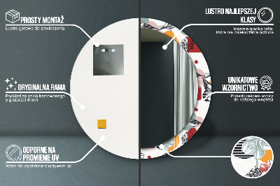 Espelho decorativo redondo Abstração com pássaros