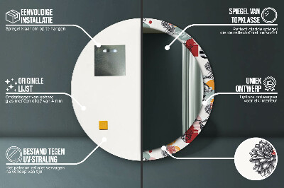 Espelho decorativo redondo Abstração com pássaros