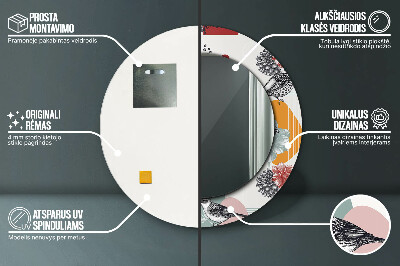 Espelho decorativo redondo Abstração com pássaros