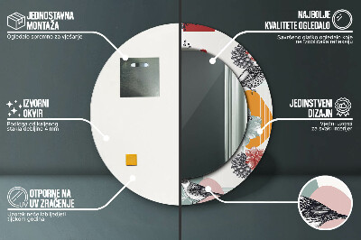 Espelho decorativo redondo Abstração com pássaros