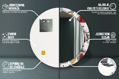 Espelho decorativo redondo Abstração com pássaros