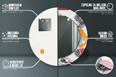 Espelho decorativo redondo Abstração com pássaros