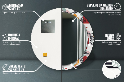 Espelho decorativo redondo Abstração com pássaros