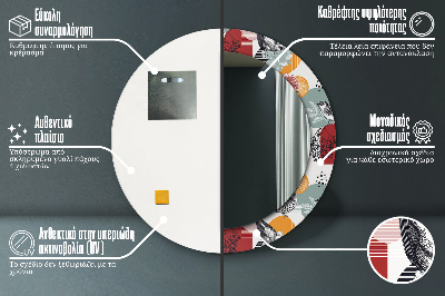 Espelho decorativo redondo Abstração com pássaros